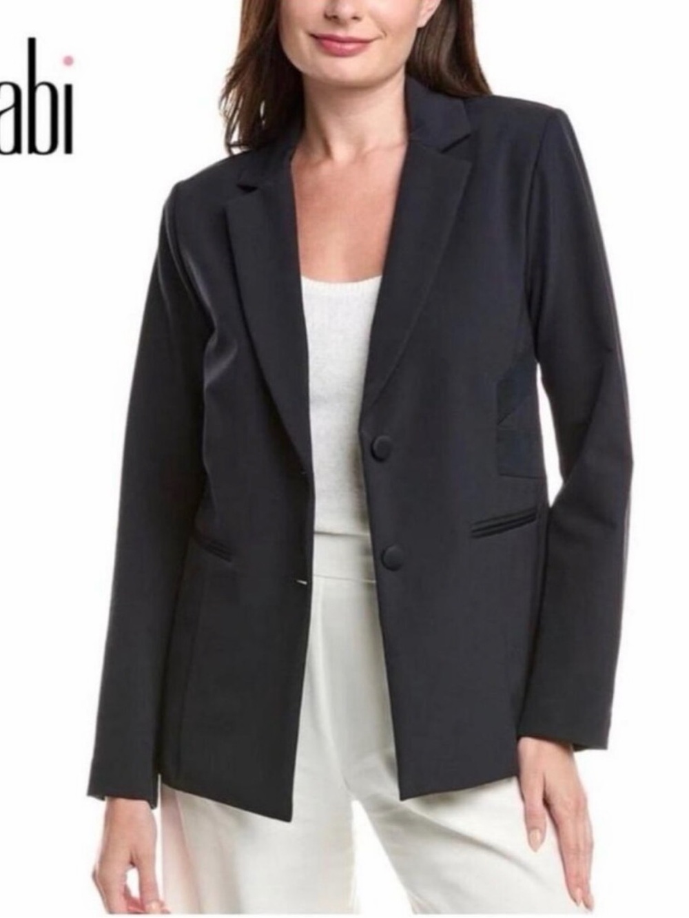 CAbi Navy Structured Keynote Jacket Two-Button Blazer